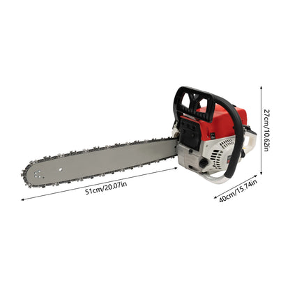 Gasoline Chainsaw with 52cc Engine, 20-inch Bar 7500RPM with Tool Bag