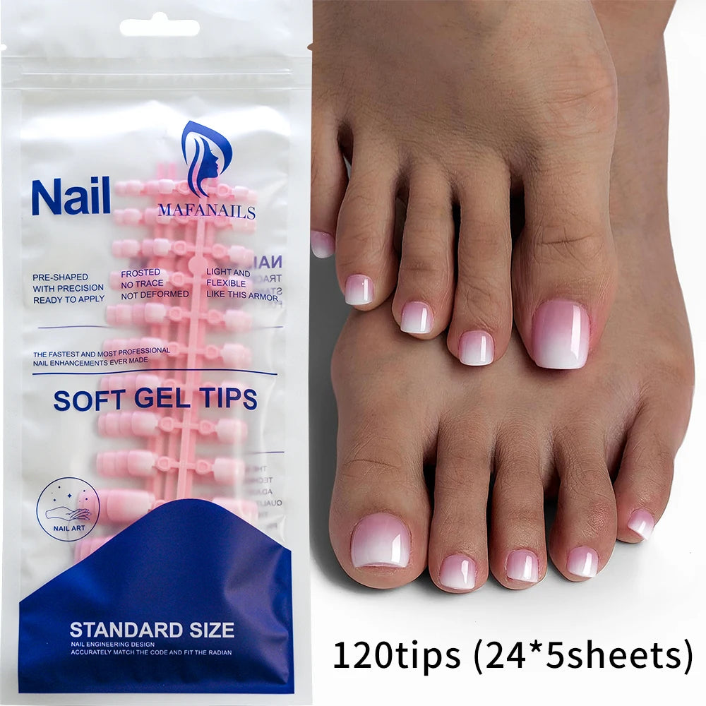 100PCS Short Square False Toenail Tips, Full Cover Acrylic Nail Art.