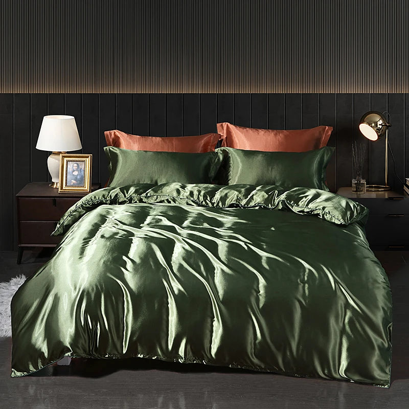 Luxury Satin  Bedding  With Fitted Sheet, Duvet Cover ,High End Bedding Sets