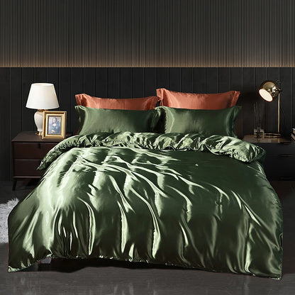 Luxury Satin  Bedding  With Fitted Sheet, Duvet Cover ,High End Bedding Sets