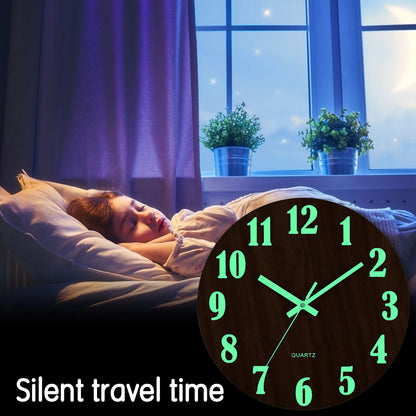 12 Inch Luminous Wall Clock Non Ticking  With Night Light