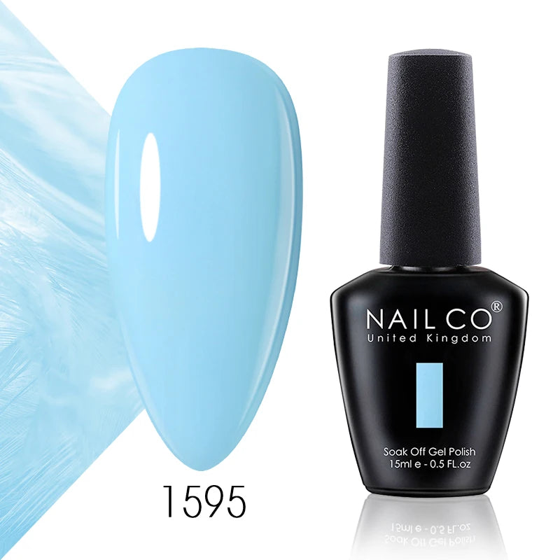 NAILCO 15ml Color Gel Nail Polish Soak Off, Hybrid Varnishes Manicure, UV&LED Nail Gel Semi Permanent Lacquer Base Top Coat.