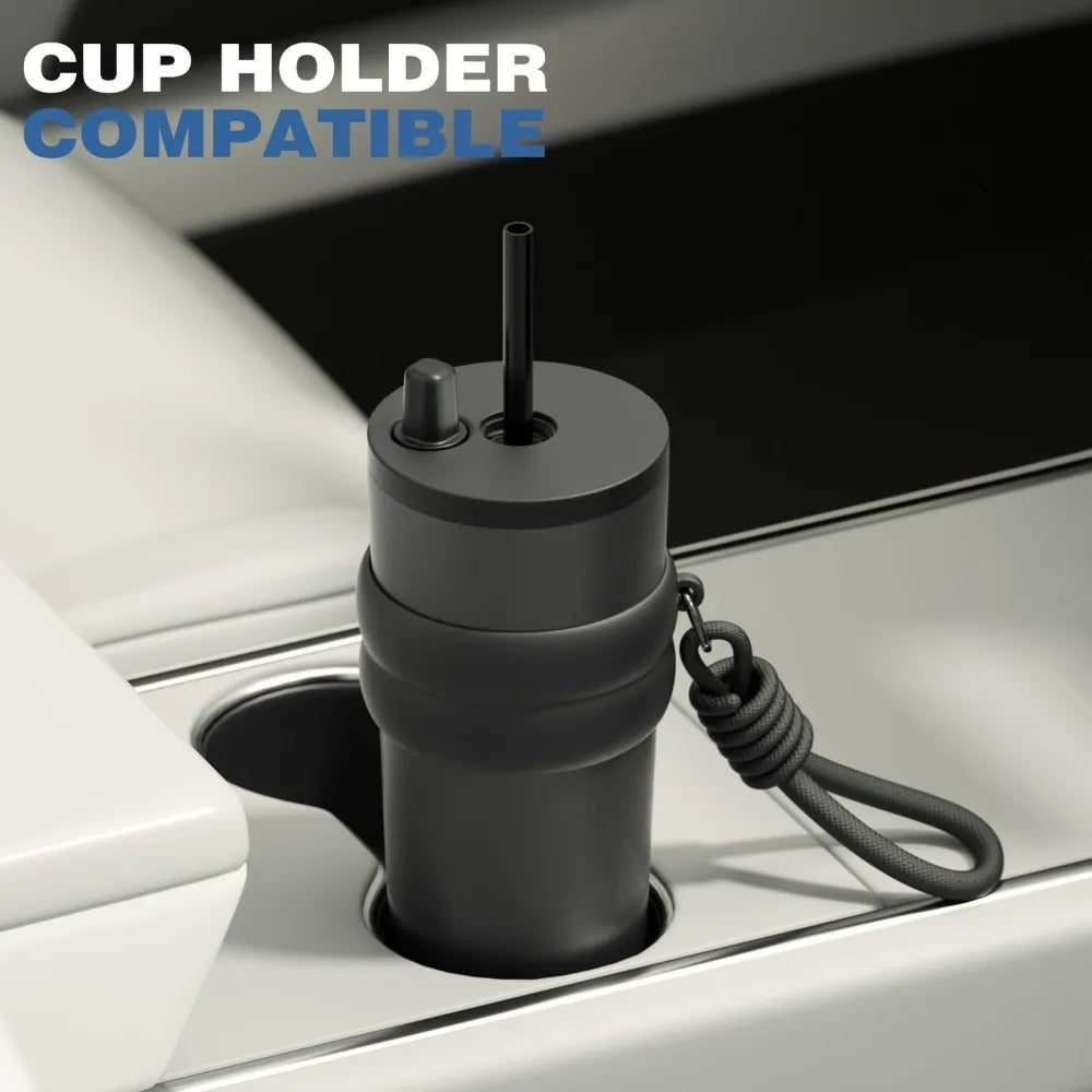 700ml/23oz Stainless Steel Travel Thermos - Leak-Proof Lid with Straw