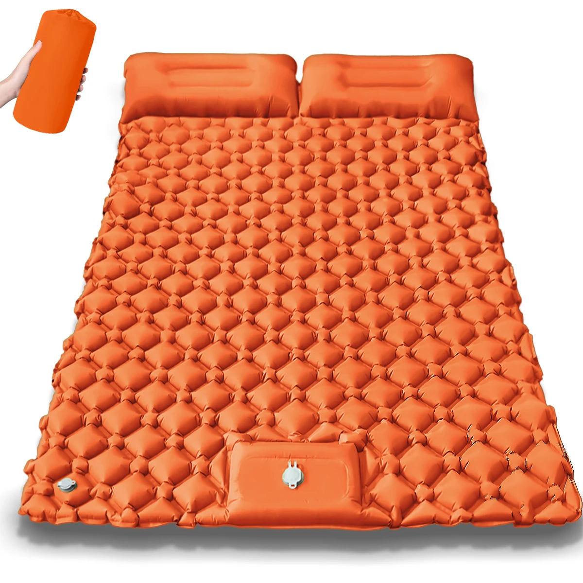 Double Air Mattress Camping Blow Up Bed w/Built-in Pump, Waterproof Portable Thickened for Outdoor Travel.