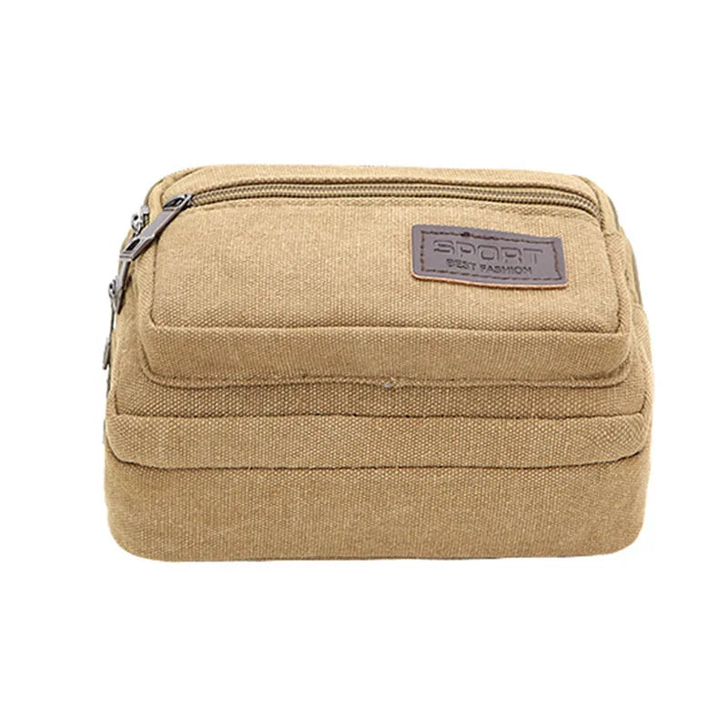 New 4-Zipper Pocket Men Waist Bag  Durable Hiking Belt.