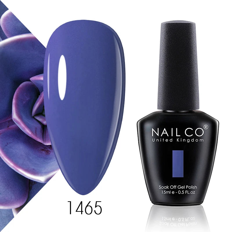 NAILCO 15ml Color Gel Nail Polish Soak Off, Hybrid Varnishes Manicure, UV&LED Nail Gel Semi Permanent Lacquer Base Top Coat.