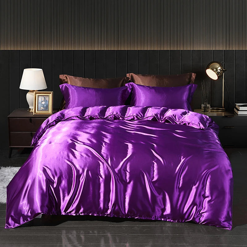 Luxury Satin  Bedding  With Fitted Sheet, Duvet Cover ,High End Bedding Sets