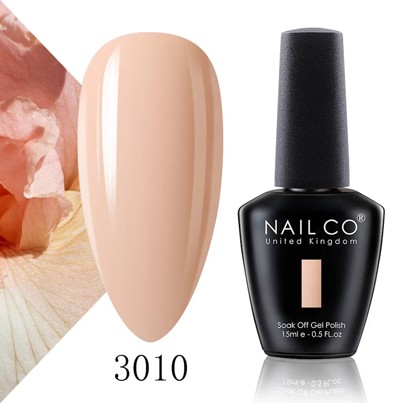 NAILCO 15ml Color Gel Nail Polish Soak Off, Hybrid Varnishes Manicure, UV&LED Nail Gel Semi Permanent Lacquer Base Top Coat.