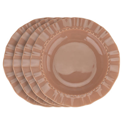 4pcs Multi-Color Ceramic Plate Set Ripple-Edge