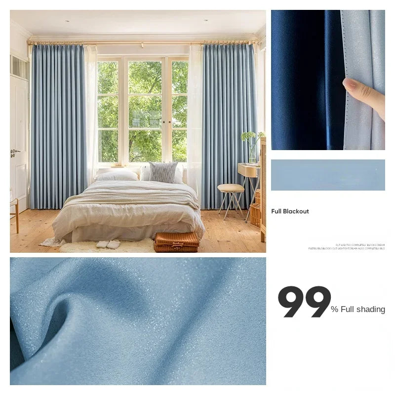 Bedroom Full Blackout Drapes, Bay Window Curtain, Insulated Living Room Drape, Balcony Sun Protection