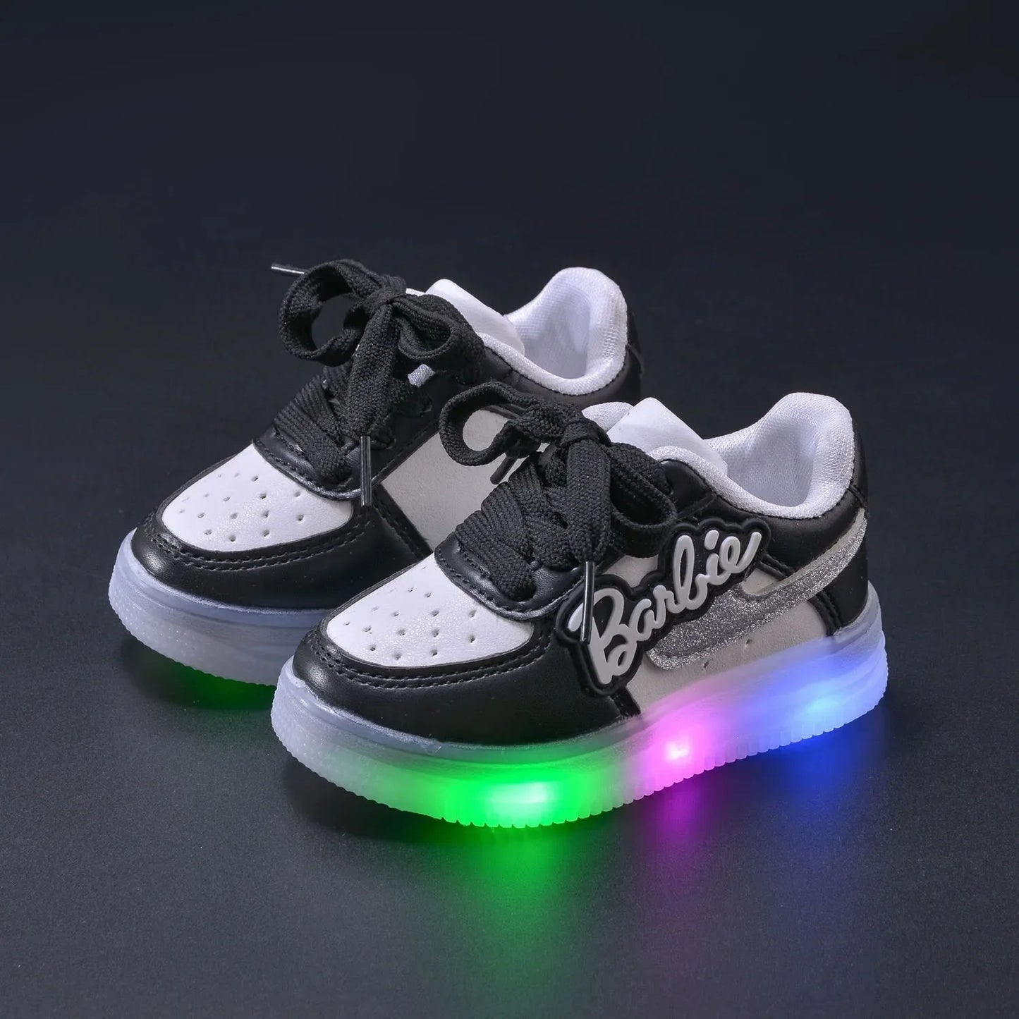 Barbie Shoes Kids Cute LED Shoes Tennis Shoes, Girls Luminous Sport Shoes, Baby Casual Sneakers Lighted Shoes Size 21-30.