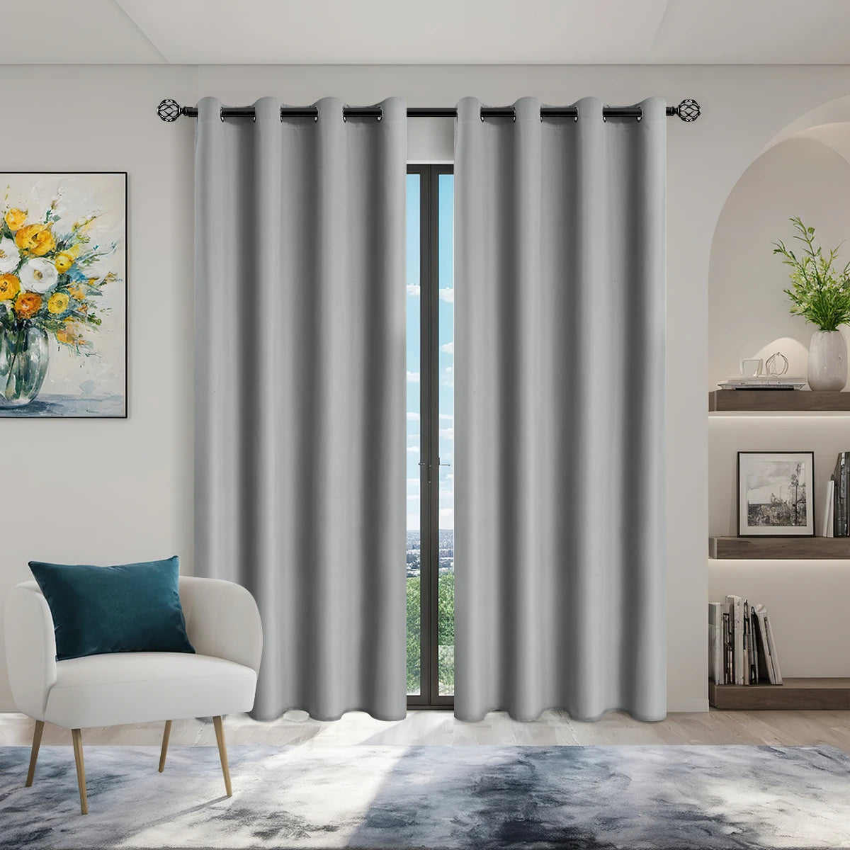 2pcs Modern Blackout Curtains - UV Protection, Heat-Resistant, Light-Blocking Drapes.