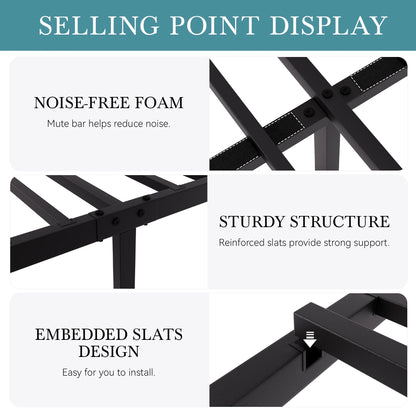 Metal Platform Bed Frame with Vintage  Design Headboard and FootboardUnder-Bed Storage