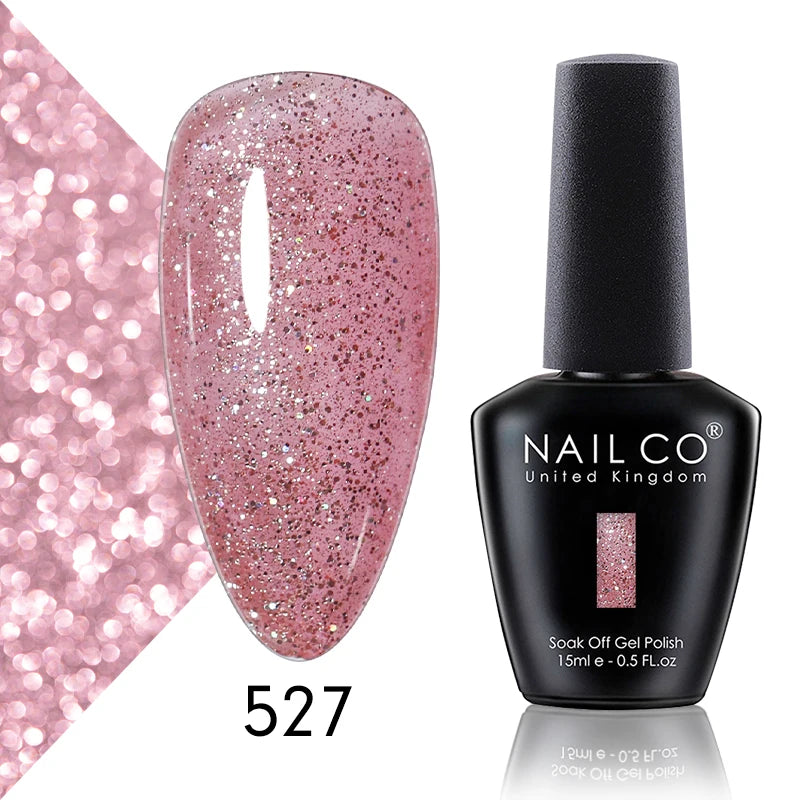 NAILCO 15ml Color Gel Nail Polish Soak Off, Hybrid Varnishes Manicure, UV&LED Nail Gel Semi Permanent Lacquer Base Top Coat.