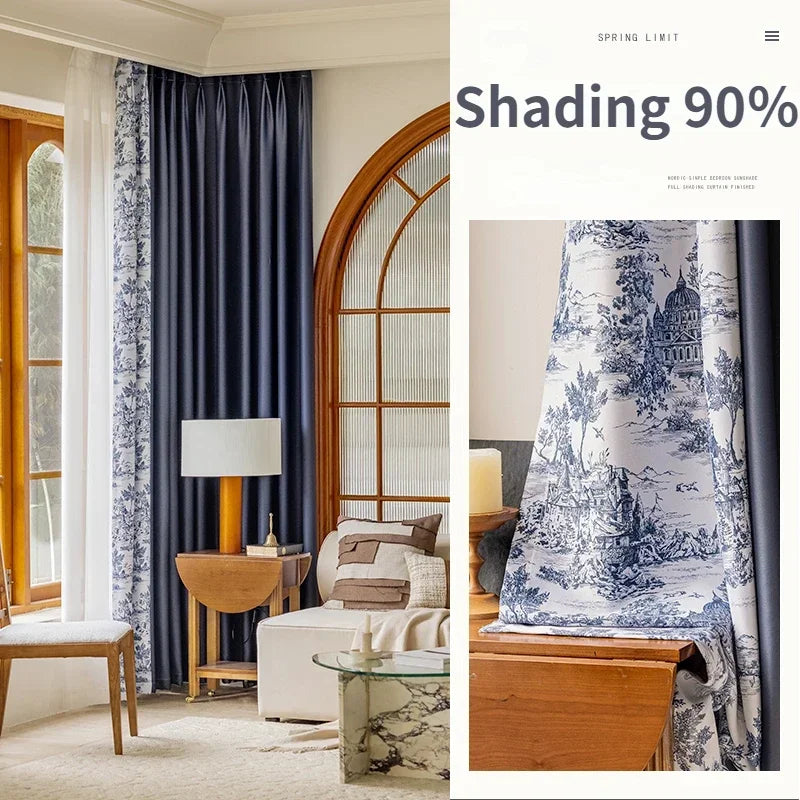 French Pastoral Style Drapes Light Luxury Bedroom Blackout Curtains