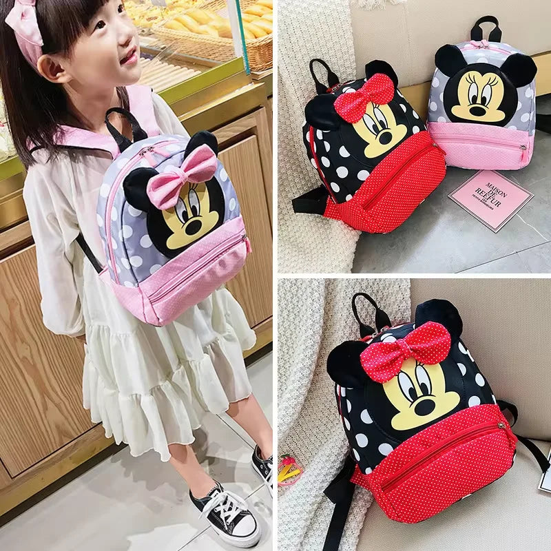 Disney Cartoon Backpack For Baby Boys Girls, Minnie Mickey Mouse Children Schoolbag.