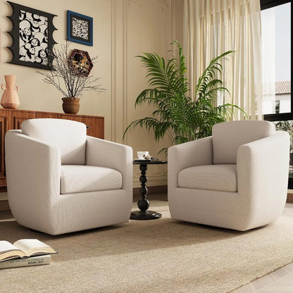 360-Degree Swiveling Accent Chair Pair with Pillows