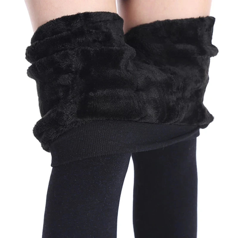 Winter Leggings For Women Warm Solid Color Velvet  High Waist.