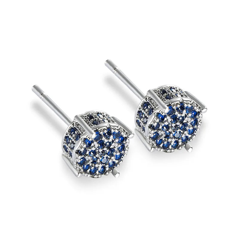 Female Austrian Crystal Round Earring White Gold, Yellow Gold, Color White Zircon For Women Jewelry.