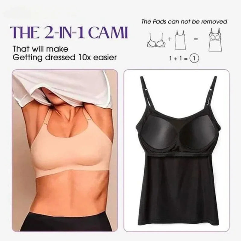 Spaghetti Top Women Vest Women Camisole with Built in Bra Cami Top Vest Tank Top 2024.