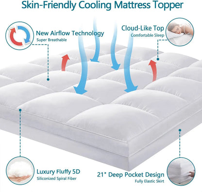 King Mattress Topper, Back Pain Relief,
