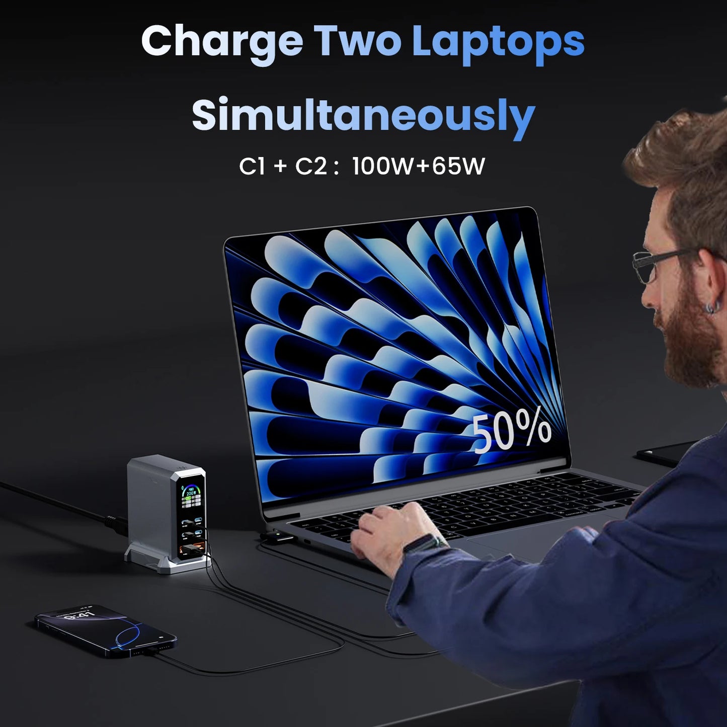 240W Digital Charger PD3.1 140W USB Type C 6 Ports