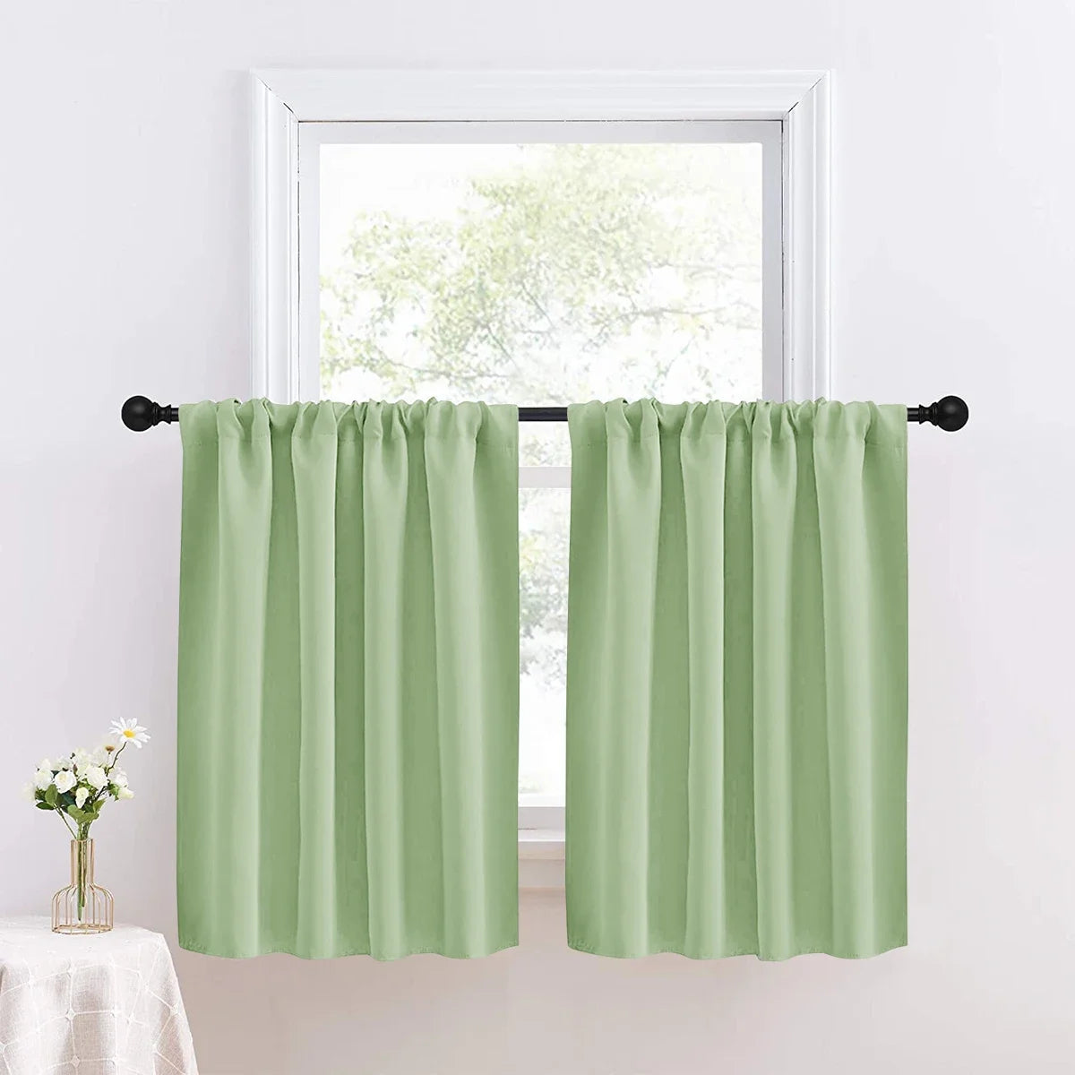 1pc Solid Short Curtain, Small Curtains for Kitchen, Bathroom, High Blackout.