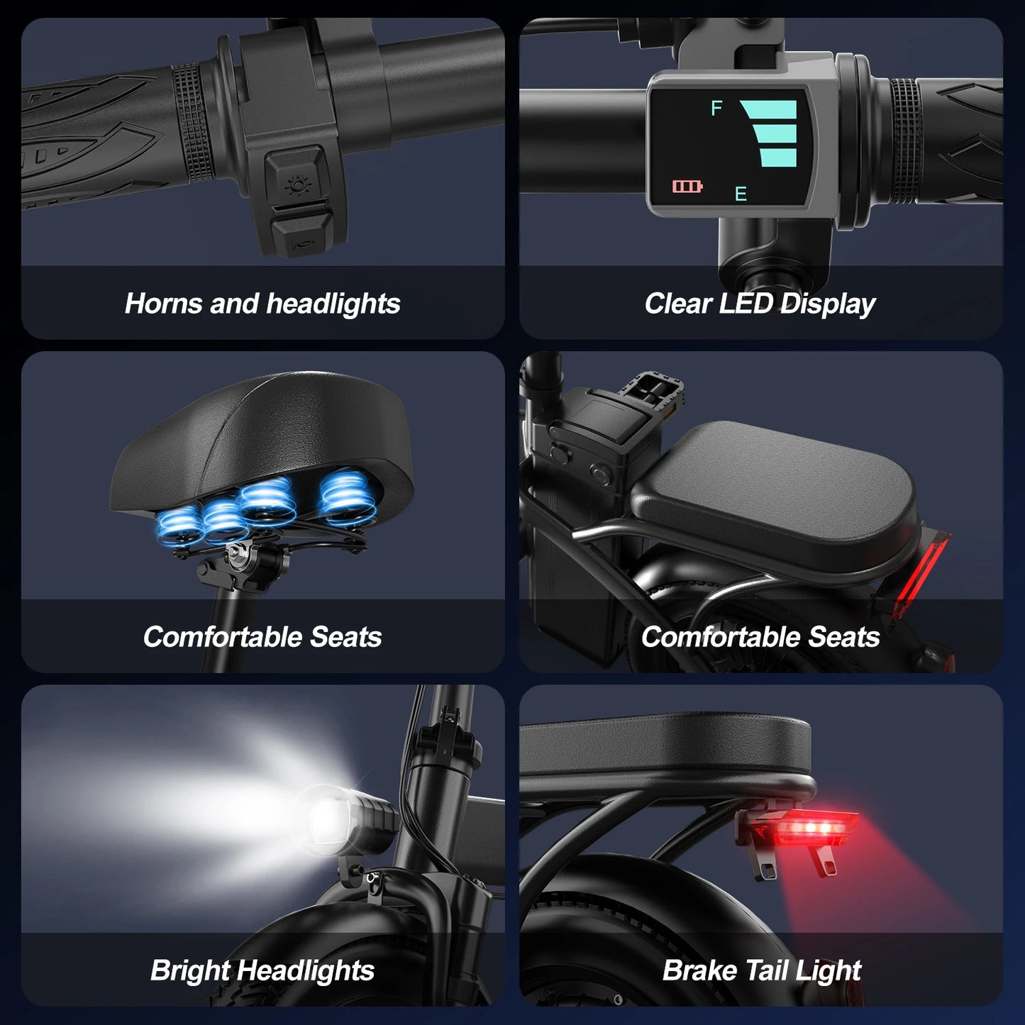 Peak 750W Electric Bikes Adult, 48V 480Wh Removable Battery, 20MPH Compact Folding With LCD Display, 20-30Miles Commute.