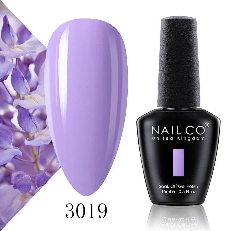 NAILCO 15ml Color Gel Nail Polish Soak Off, Hybrid Varnishes Manicure, UV&LED Nail Gel Semi Permanent Lacquer Base Top Coat.