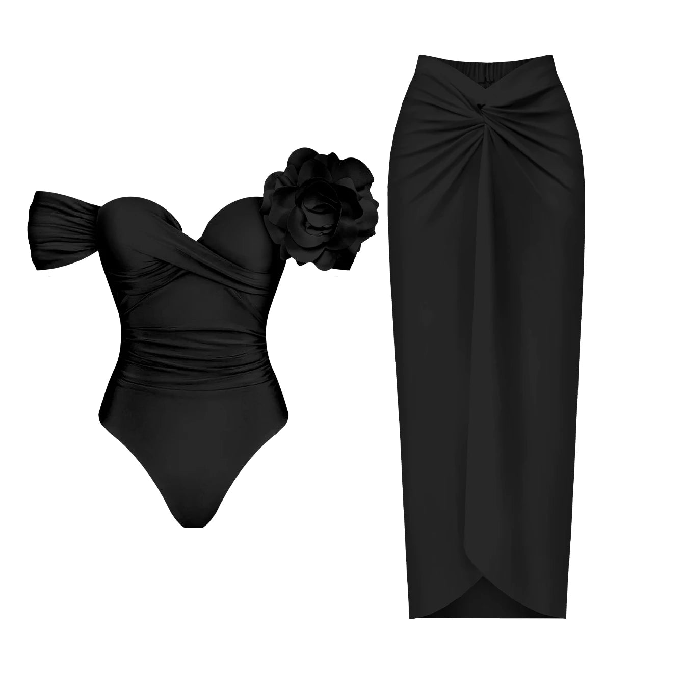 3D Flower Bikini Set  Low Waist Swimwear , Women Solid , Sexy Beach Wear Female.