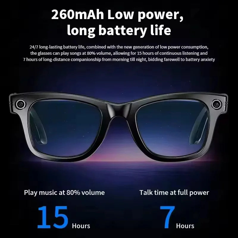 2025 NEW 800W Pixel UHD Camera Smart Glasses, Video Recording, AI Photo Recognition, Answer Translation, Bluetooth Call Sunglasses.