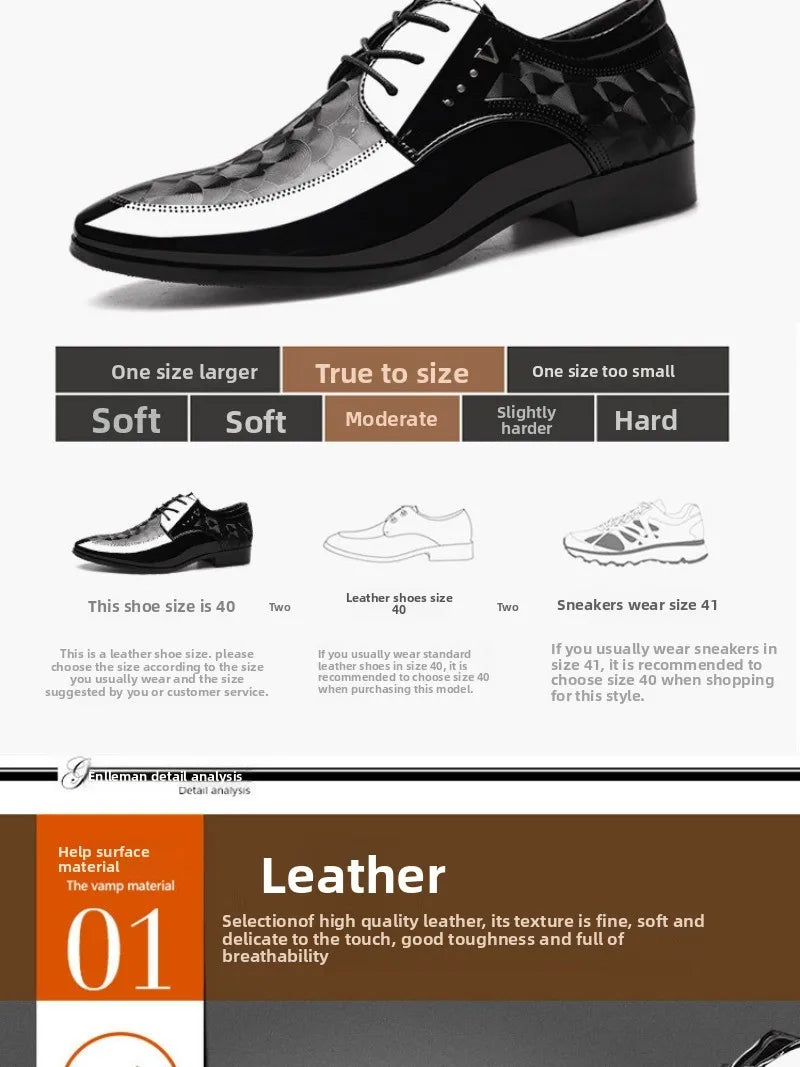 Men High-end Leather Shoes Business, Casual Leather Shoes Plus Size 39-47.