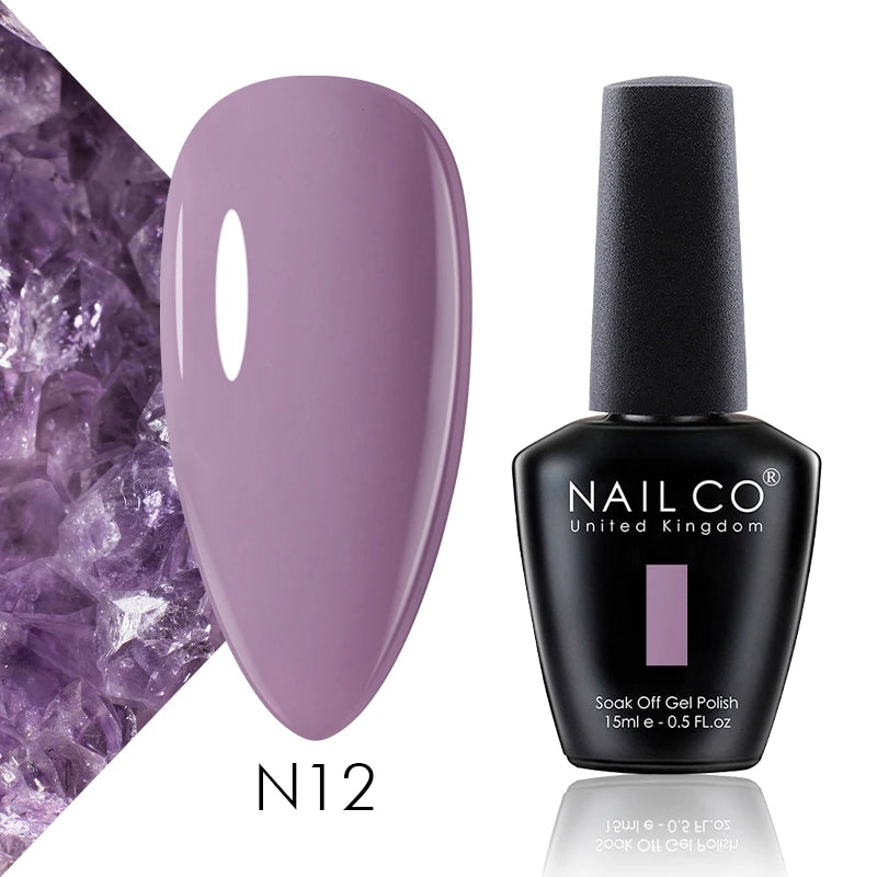 NAILCO 15ml Color Gel Nail Polish Soak Off, Hybrid Varnishes Manicure, UV&LED Nail Gel Semi Permanent Lacquer Base Top Coat.