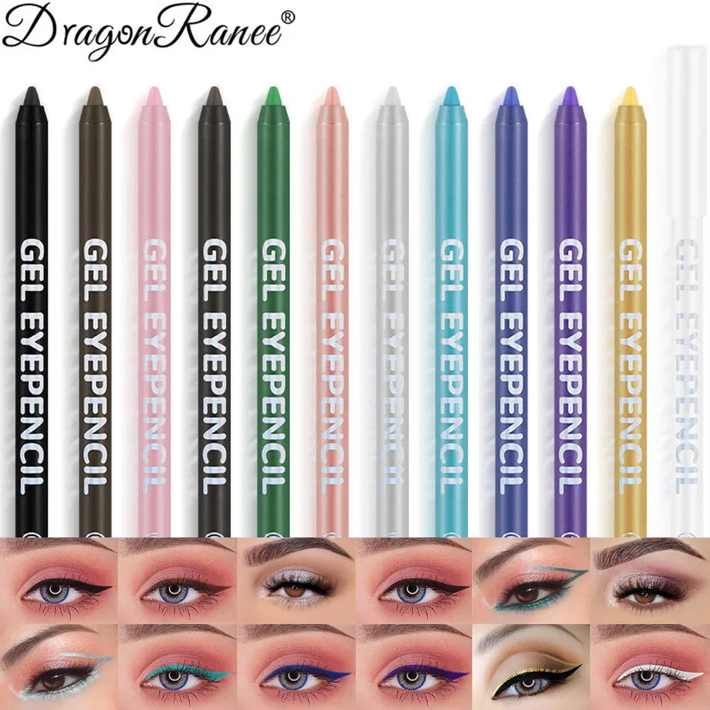 12 Colors Shine Pearlescent Eyeliner Pencil Waterproof Eyeliner Gel Pen
