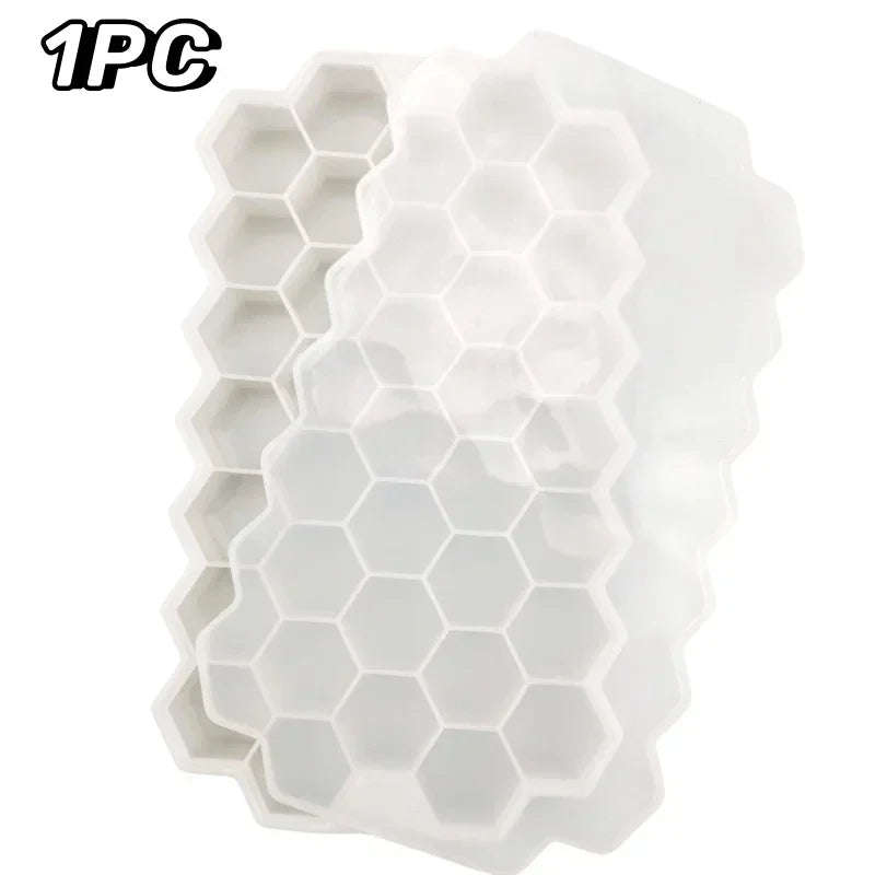 37 Grid Ice Cube Trays Freezer with Lid, Silicone for Small Ice Cube Molds, Easy-Release Reusable.