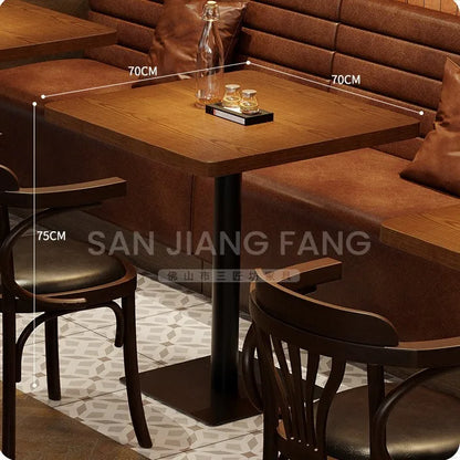 Retro Bar Dining Table and Chair Combination, Booth Table Chair, Dining