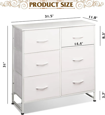 Dresser for Bedroom, 6 Drawer Double Dresser