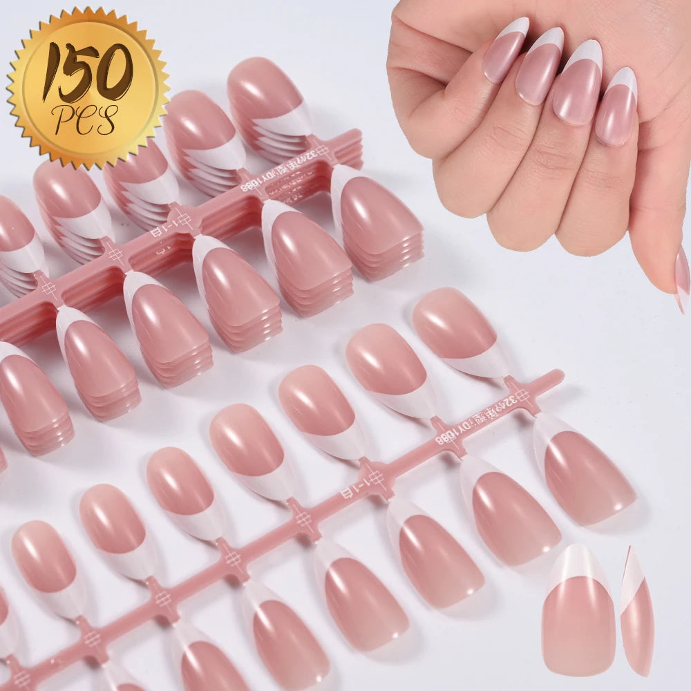 576pcs/Box Colorful Fake Nails Black Red Design, Oval Short Square Press On Mixed Full Cover Nail Tips.