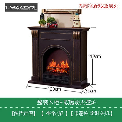 Natural Wood Living Room Fireplace Rustic  Decoration