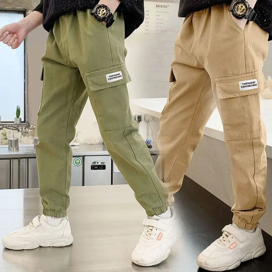 Cargo Pants Spring Autumn Thick Boys Trousers, Casual Kids Sport Pants Teenage Clothes For 4-11Year.
