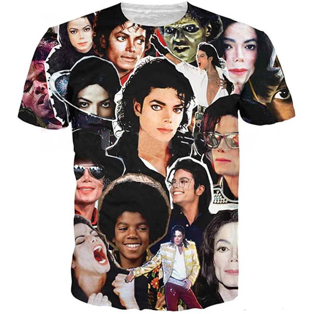 Summer fashion Michael Jackson hip-hop retro casual men streetwear short sleeved.