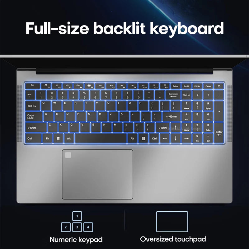 17.3" Laptop Computer PC Windows 11 Pro N5095 Laptops Backlit Keyboard 16GB DDR4 1TB SSD