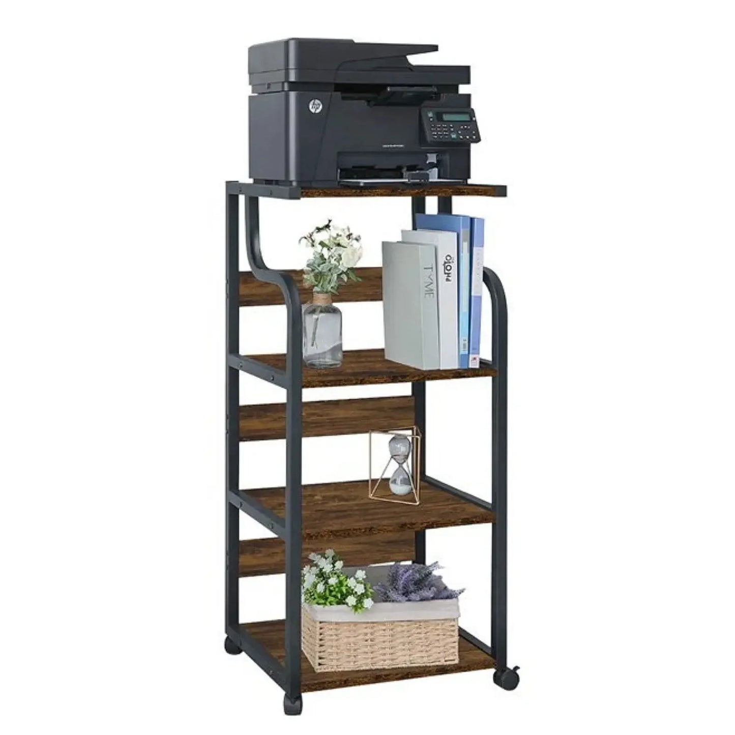 Printer Stand, Mobile Printer Table with Wheels for Home Office.  PC Tower Stand, Host Computer Cart.