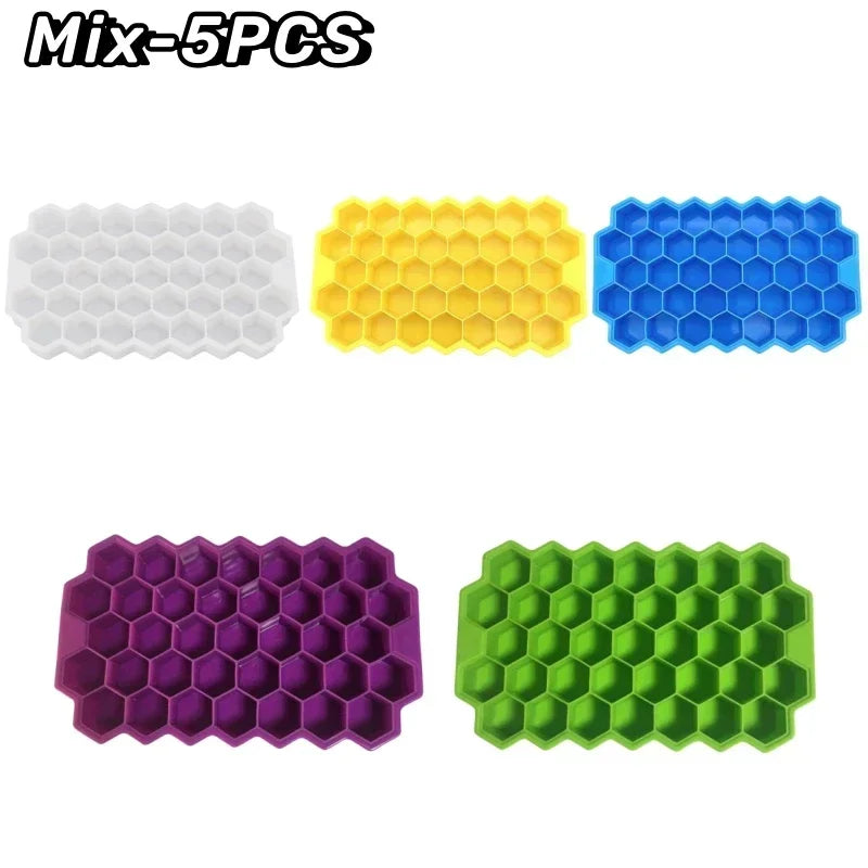 37 Grid Ice Cube Trays Freezer with Lid, Silicone for Small Ice Cube Molds, Easy-Release Reusable.