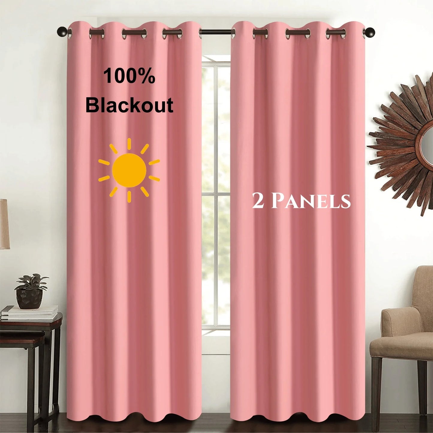 2pcs Modern Blackout Curtains - UV Protection, Heat-Resistant, Light-Blocking Drapes.