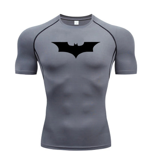 Bat man Printed Men's Tight T-Shirt Running Compression , T Shirt Gym Fitness , Short Sleeve Male Casual Shirt Tops