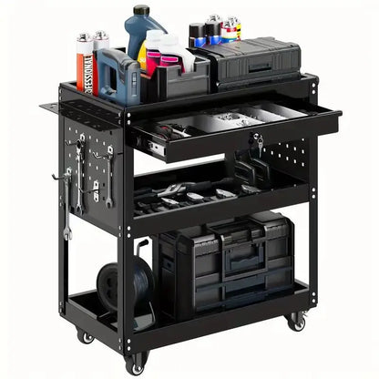 3-layer heavy-duty rolling tool  storage vehicle - industrial organizer  rack with wheels