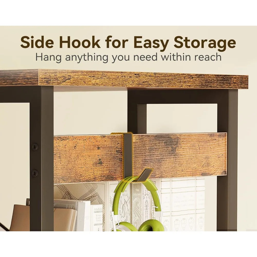 40 Inch Compact Computer Desk with 4 Fabric Drawers, for Small Spaces.