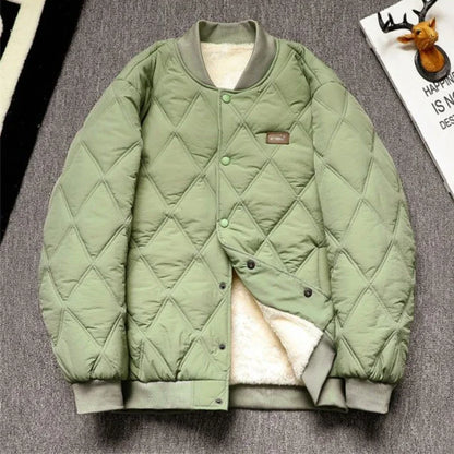 Winter Baseball Coat for Men, Solid Color Bomber