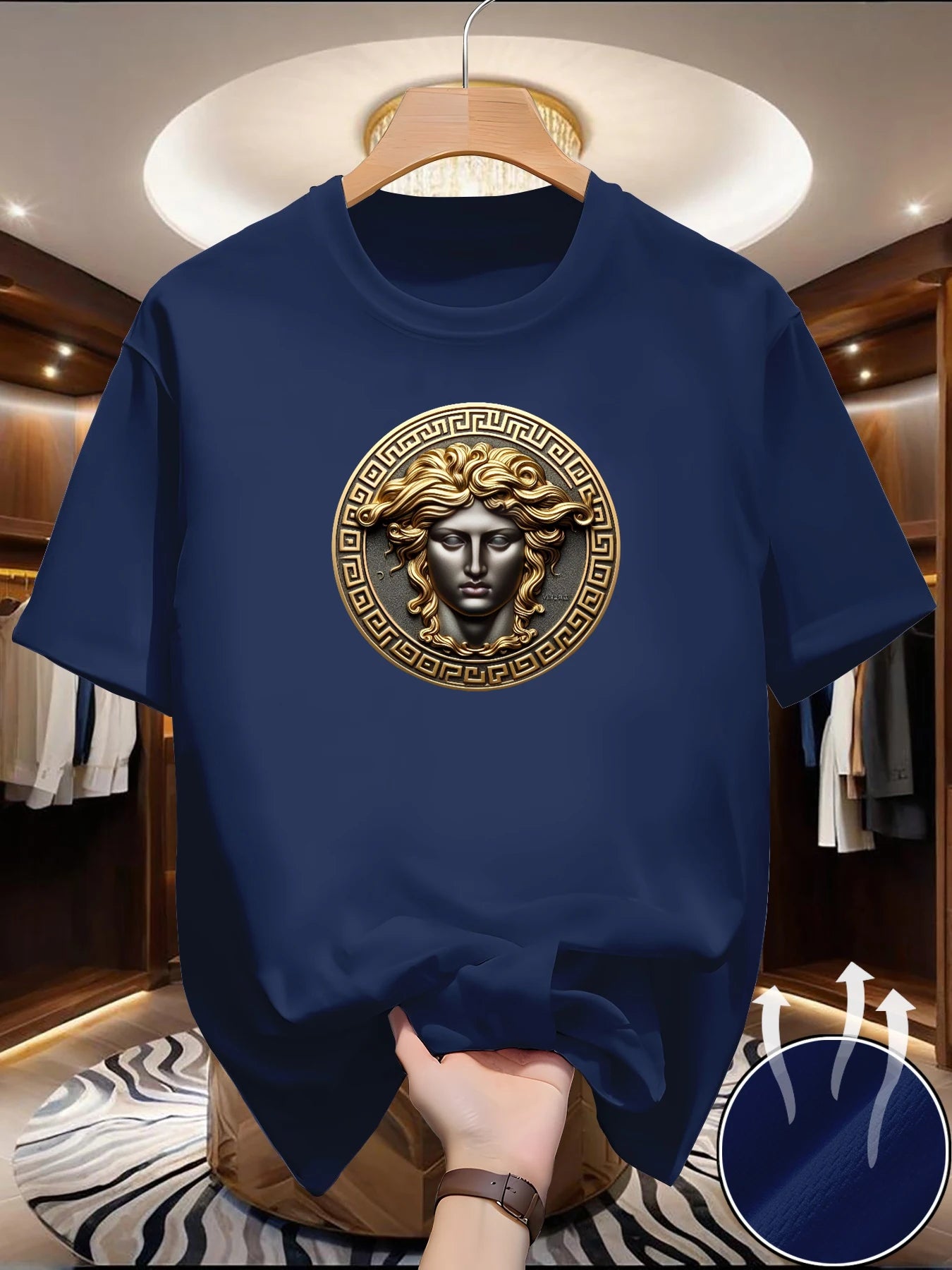 New round Neck Running T-shirt Men Summer Thin Top Art Printing, Quick Dry Short Sleeve Breathable T-shirt.